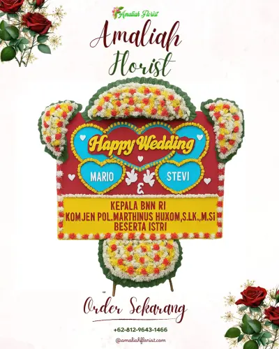 Karangan Papan Bunga Pernikahan di Kerten